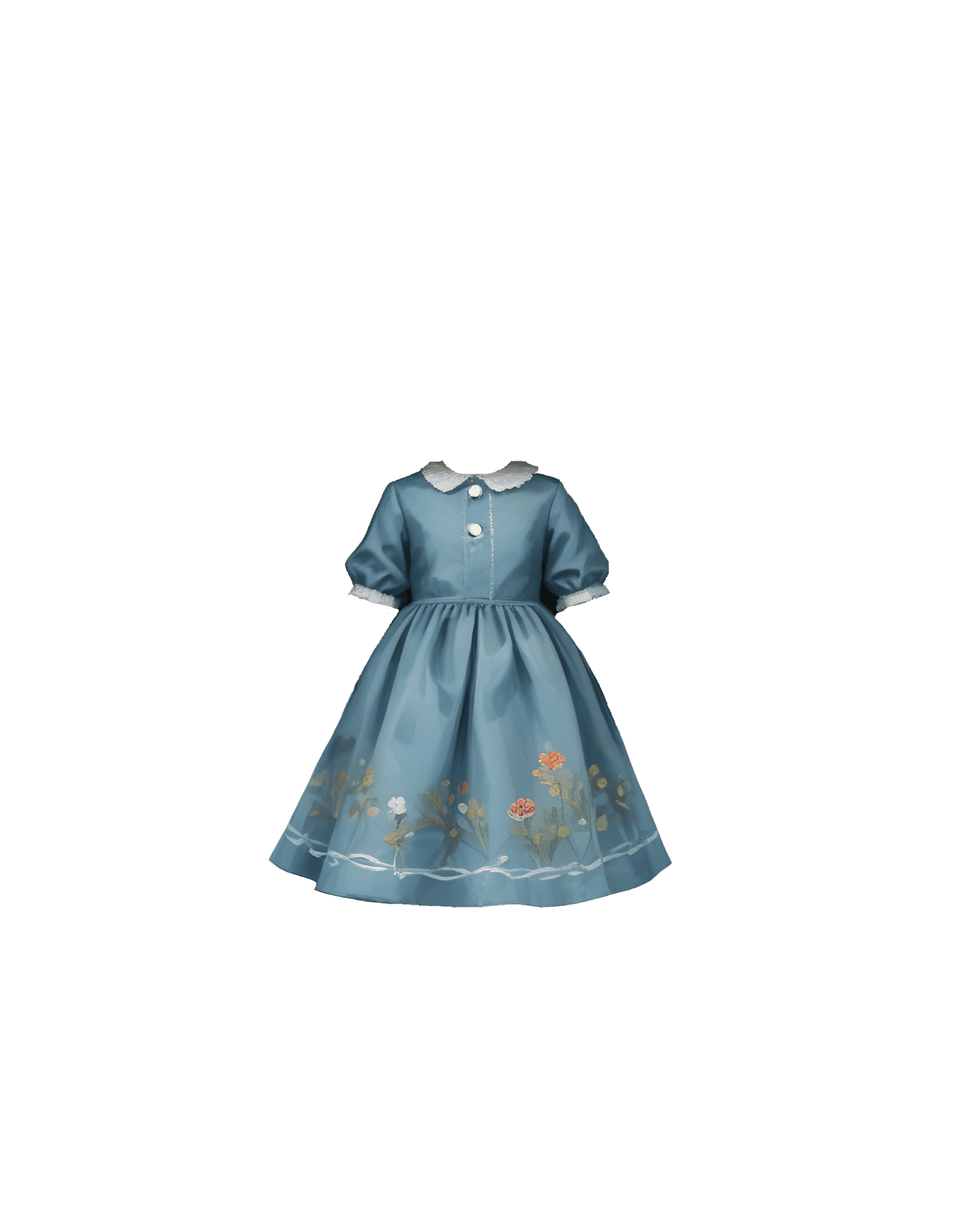 Teal floral dress with white collar